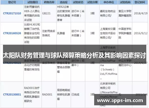 太阳队财务管理与球队预算策略分析及其影响因素探讨